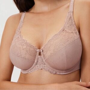 Lace Full Coverage Bra - Tan